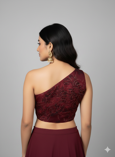 AVAANI | DEEP WINE BROCADE BLOUSE