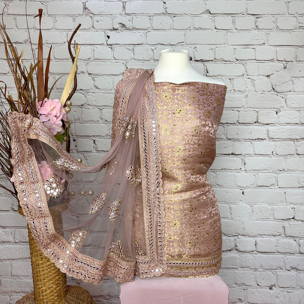 Unstitched Soft Faux Benarsi Silk Suit (D32)