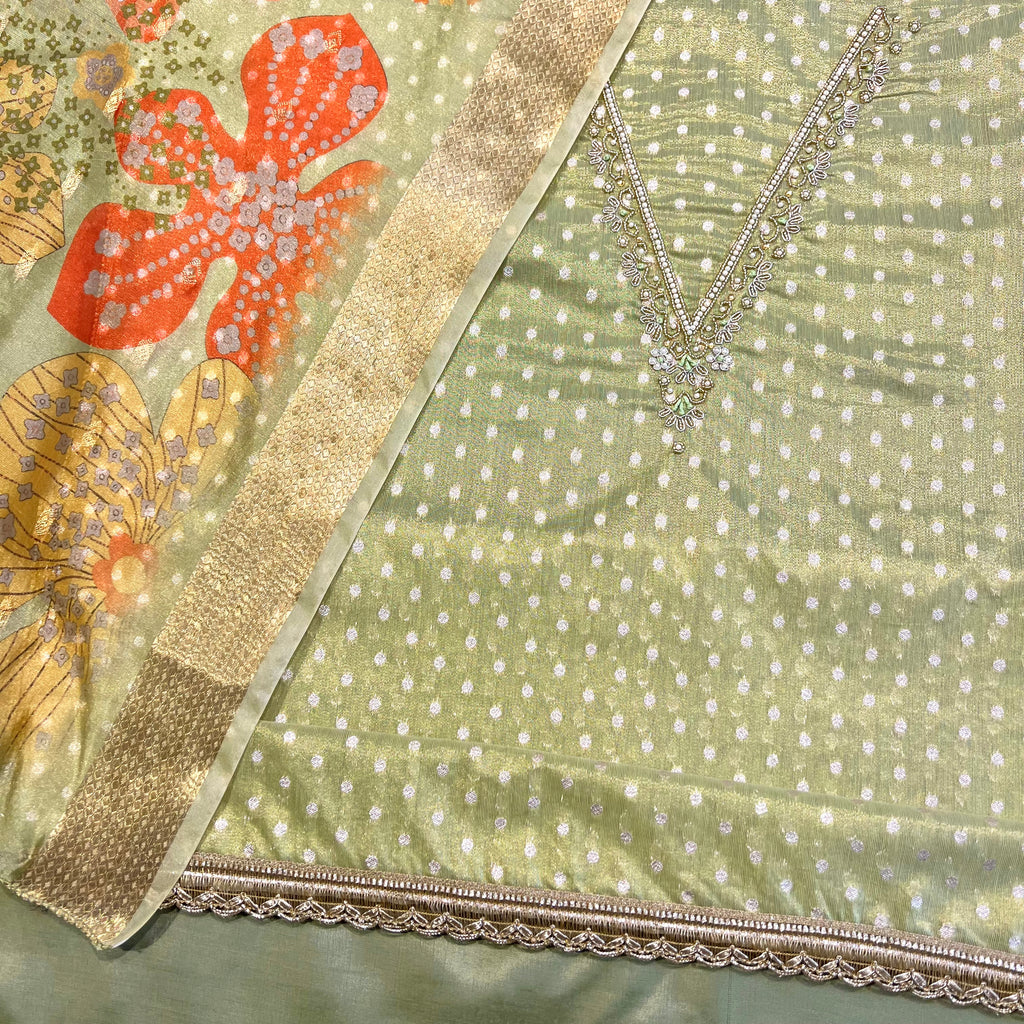 Unstitched Soft Faux Benarsi Shimmer Silk Suit (D41)