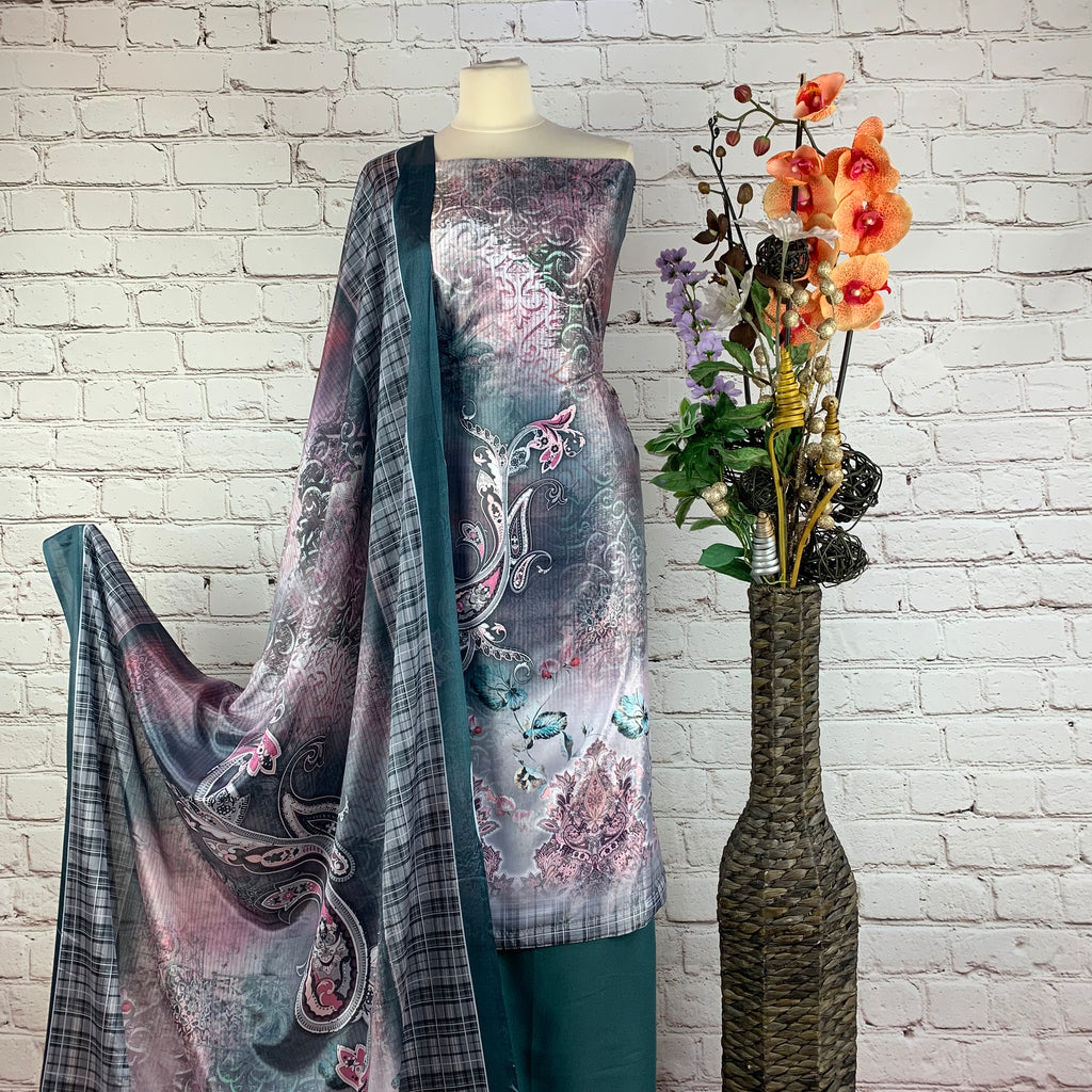 Designer Luxury Digital Velvet Print Suit (V7)