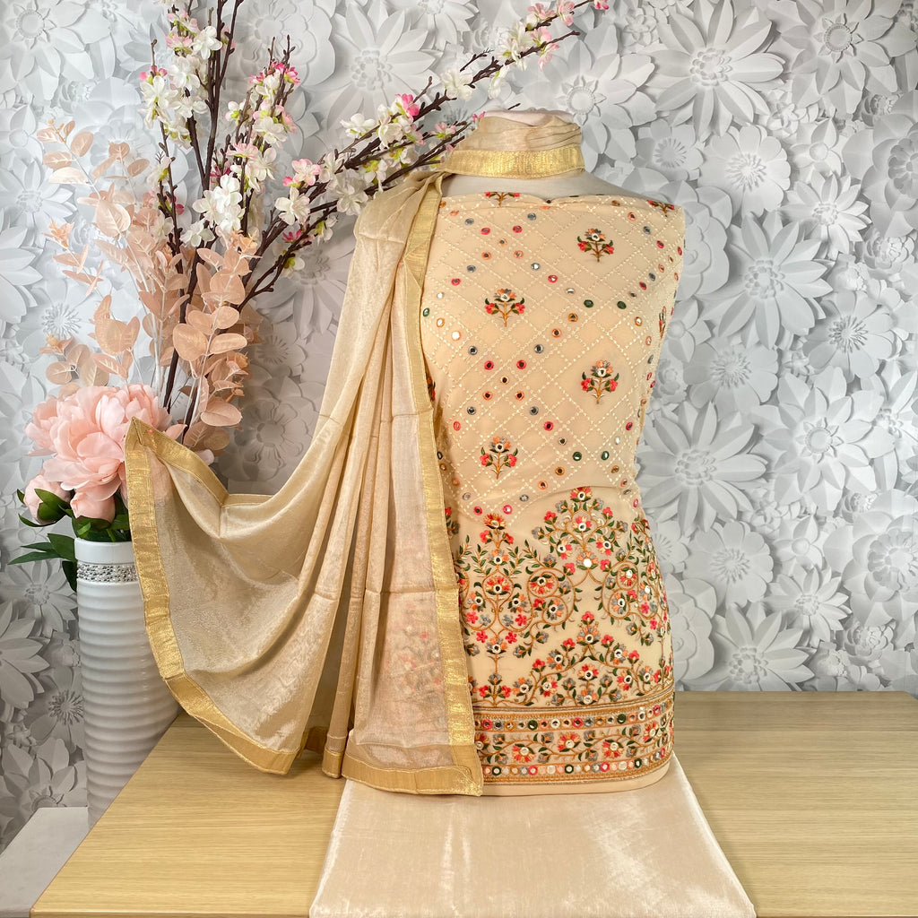 Unstitched Soft Georgette Threadwork Suit