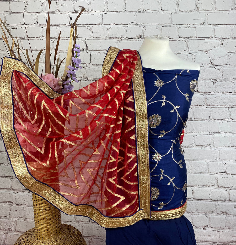 Unstitched Soft Faux Benarsi Silk Suit