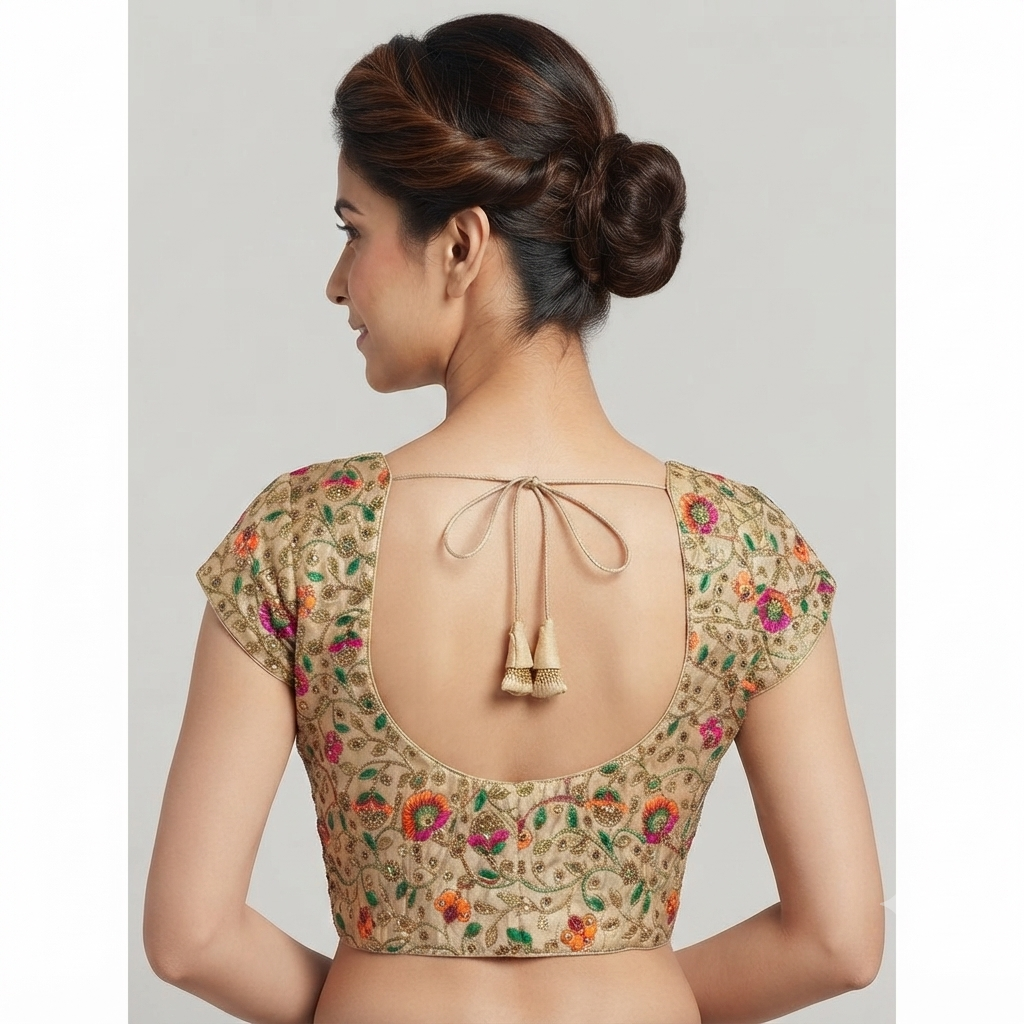 GOLD MULTICOLOURED | FAUX RAW SILK | BLOUSE
