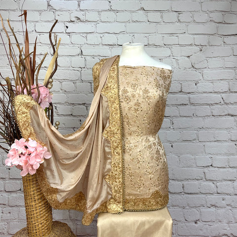 Unstitched Soft Faux Organza Suit