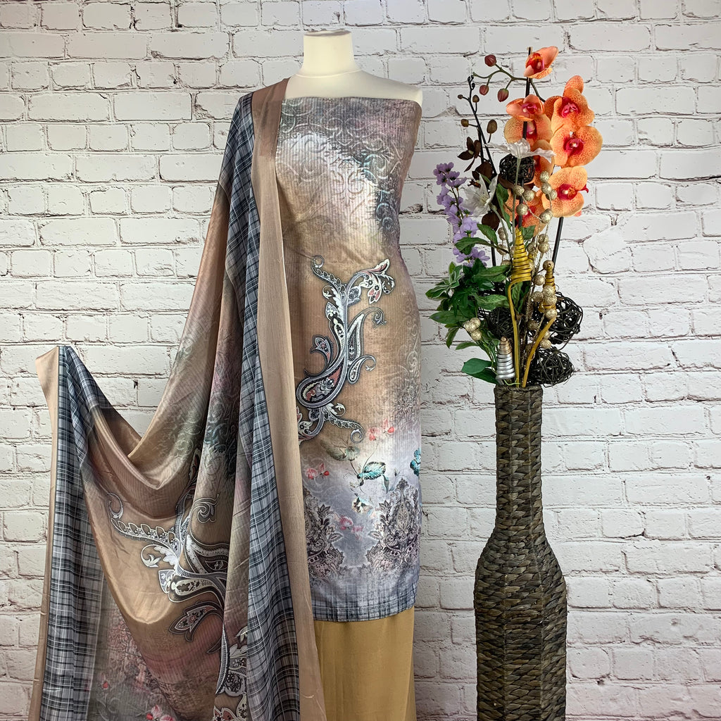 Designer Luxury Digital Velvet Print Suit (V7)