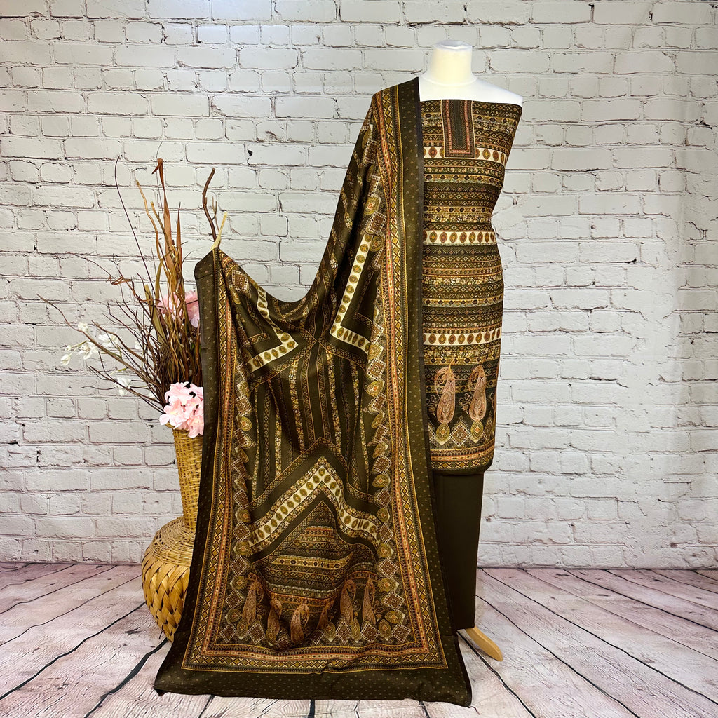 Designer Self Print Alpine Floral Garam Suit (V14)