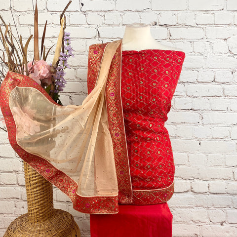 Unstitched Soft Faux Organza Suit