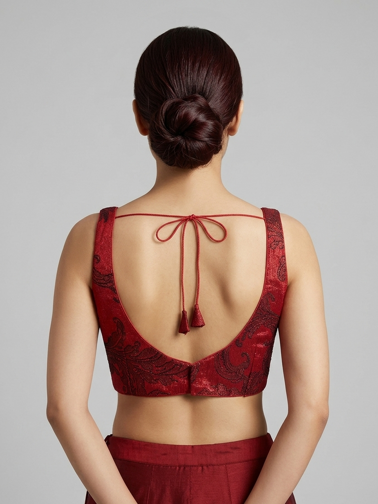RED | BROCADE | BLOUSE