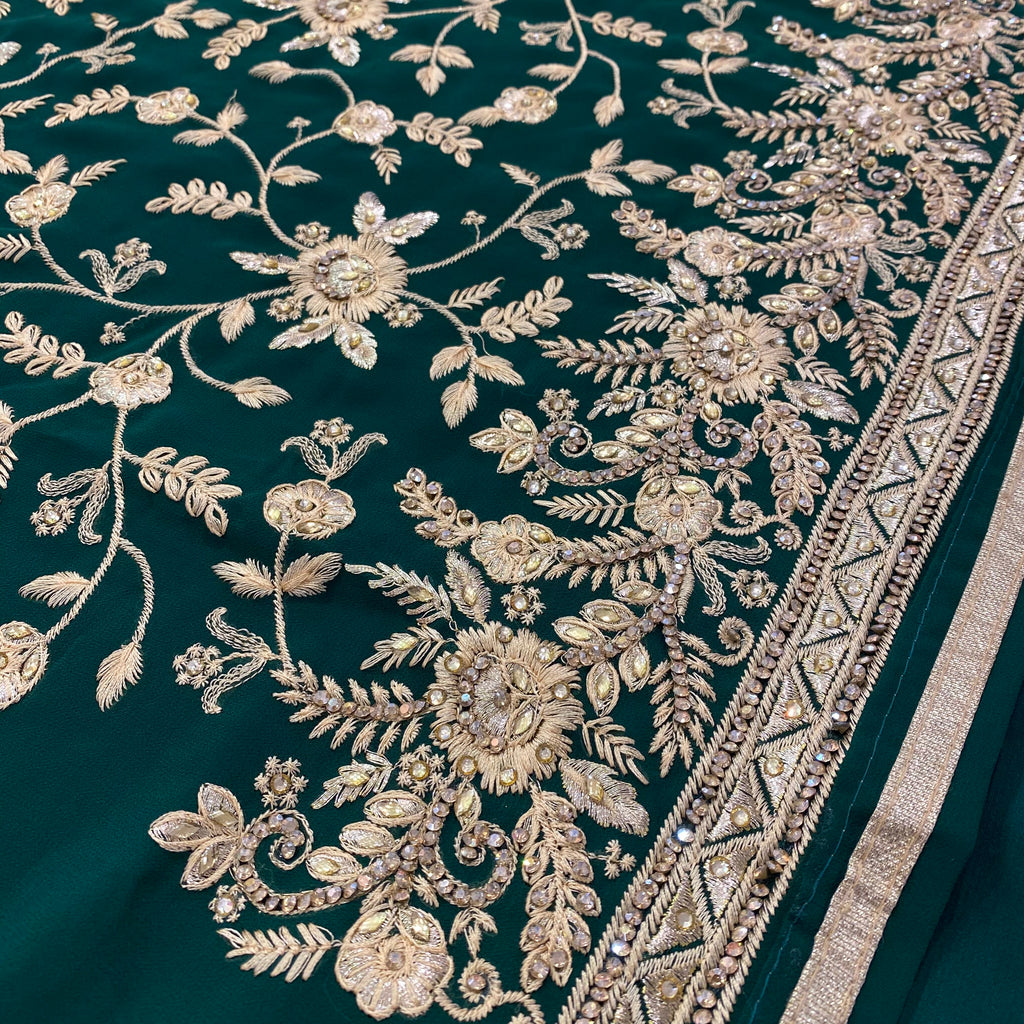 Floral Jaal Threadwork Embroidered Georgette Suit (D72)