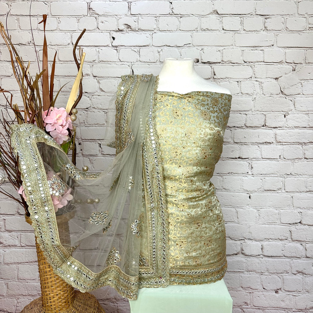 Unstitched Soft Faux Benarsi Silk Suit (D32)