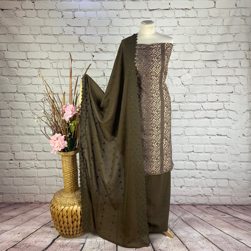 Self Print Floral Garam Suit (V9)