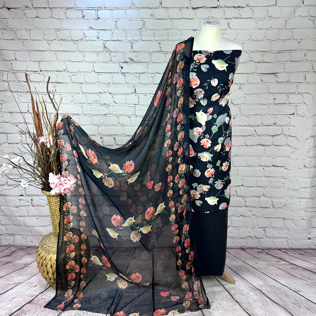 Self Print Floral Garam Suit(V2)