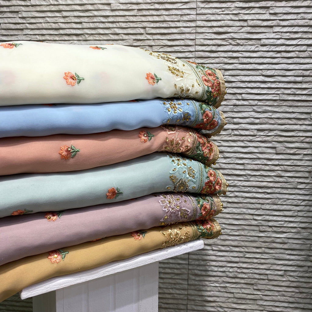 Georgette Suit with Floral Threadwork Embroidery (D35)