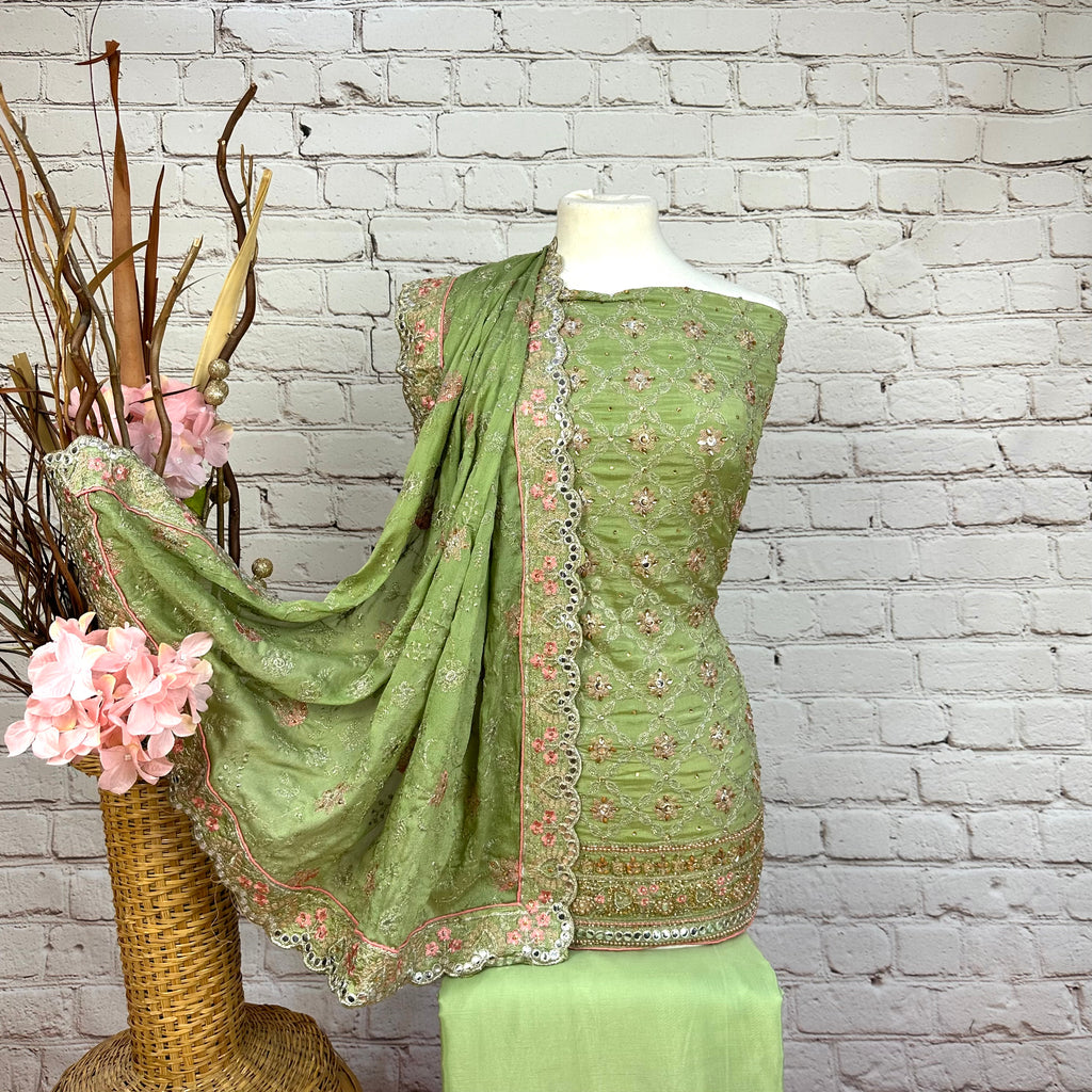 Unstitched Soft Faux Silk Suit (D29)