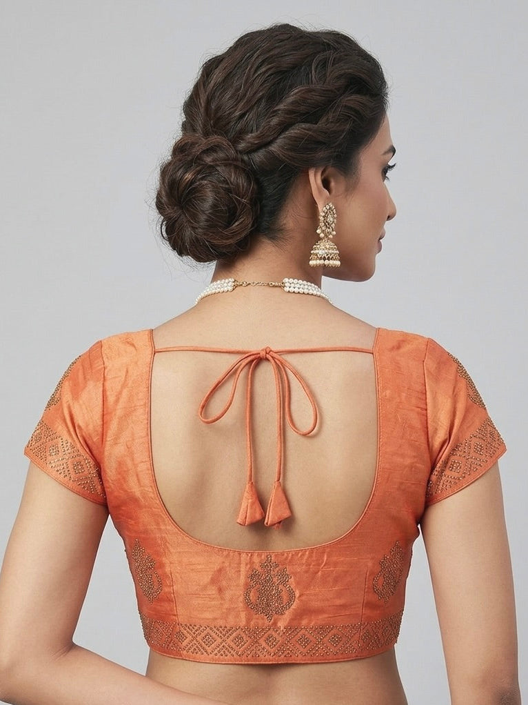 CORAL | FAUX RAW SILK | BLOUSE