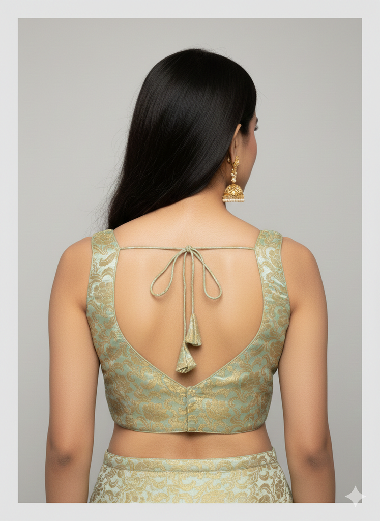 MINT GREEN WITH GOLD| BROCADE | BLOUSE