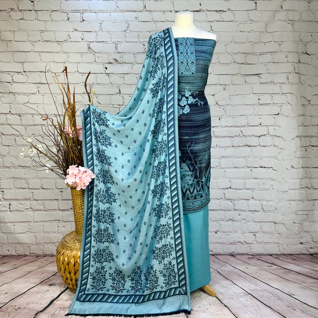 Designer Self Print Alpine Floral Garam Suit (V13)