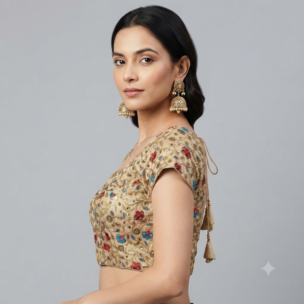 GOLD MULTICOLOURED | FAUX RAW SILK | BLOUSE