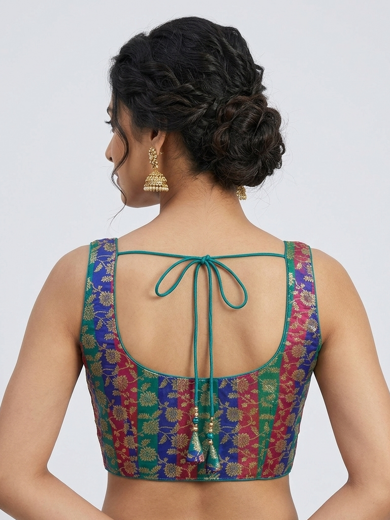 TEAL MULTICOLOURED | BANARASI SILK | BLOUSE