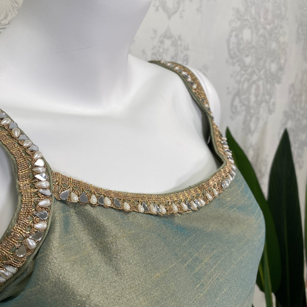 SIGNATURE | Two Tone Sage Green Pajami & Trouser Suit