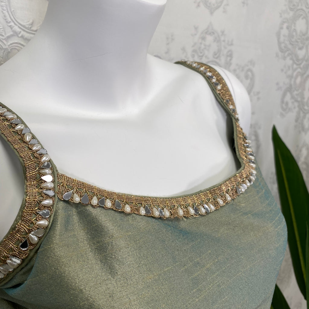 SIGNATURE | Two Tone Sage Green Pajami & Trouser Suit