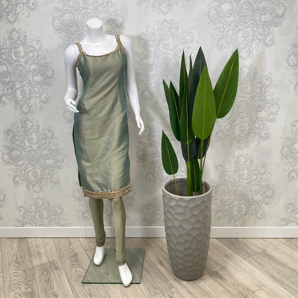 SIGNATURE | Two Tone Sage Green Pajami & Trouser Suit