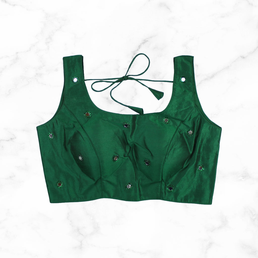 NOOR | Green Mirror Encrusted Blouse