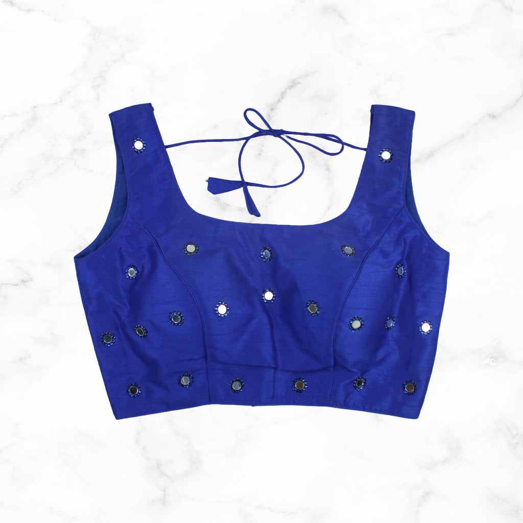 NOOR | Royal Blue Mirror Encrusted Blouse