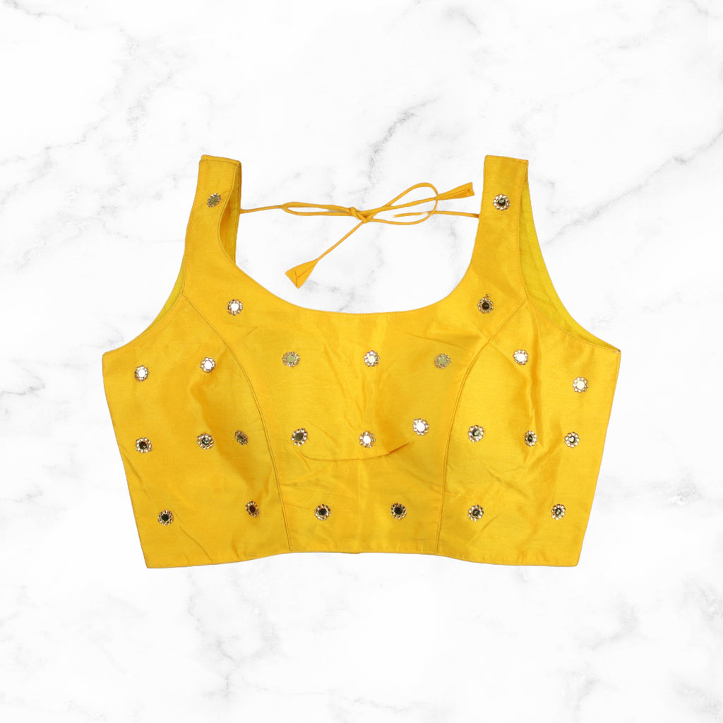 NOOR | Yellow Mirror Encrusted Blouse