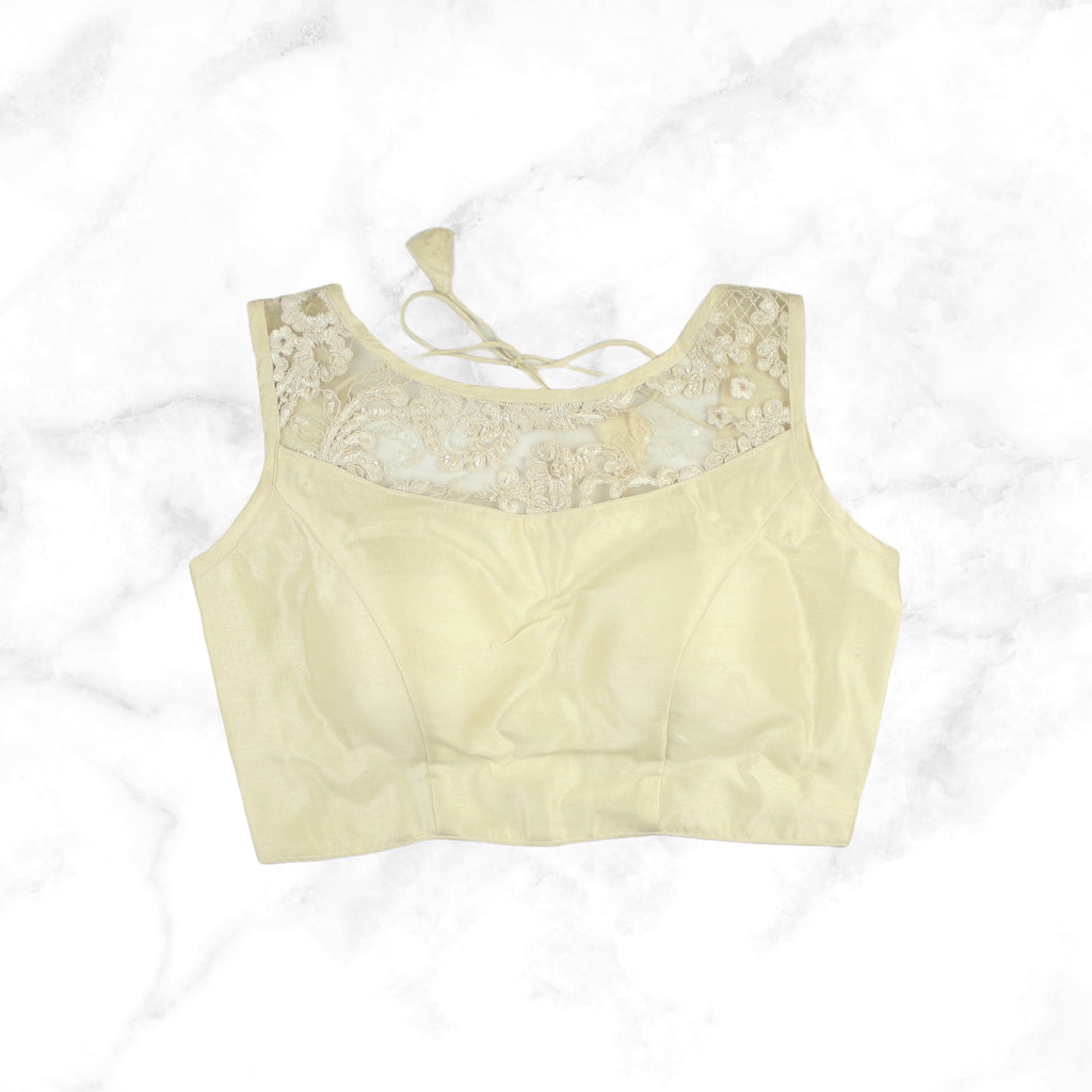 RAAS | CREAMY BEIGE EMBROIDERED LACE BLOUSE