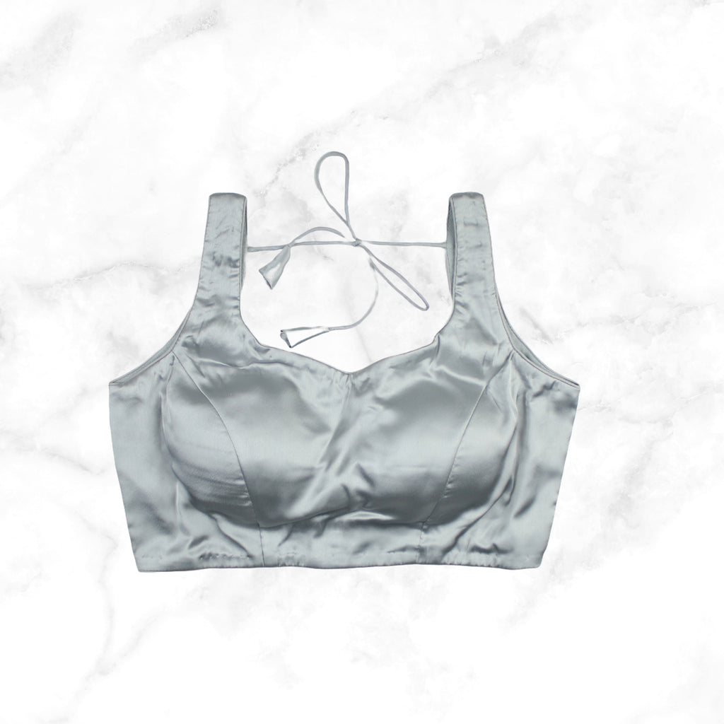 NORA | GREY SATIN BLOUSE