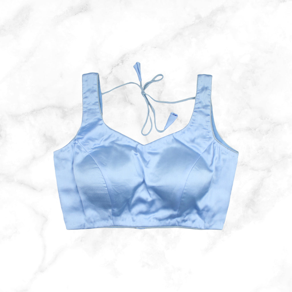 NORA | BABY BLUE SATIN BLOUSE