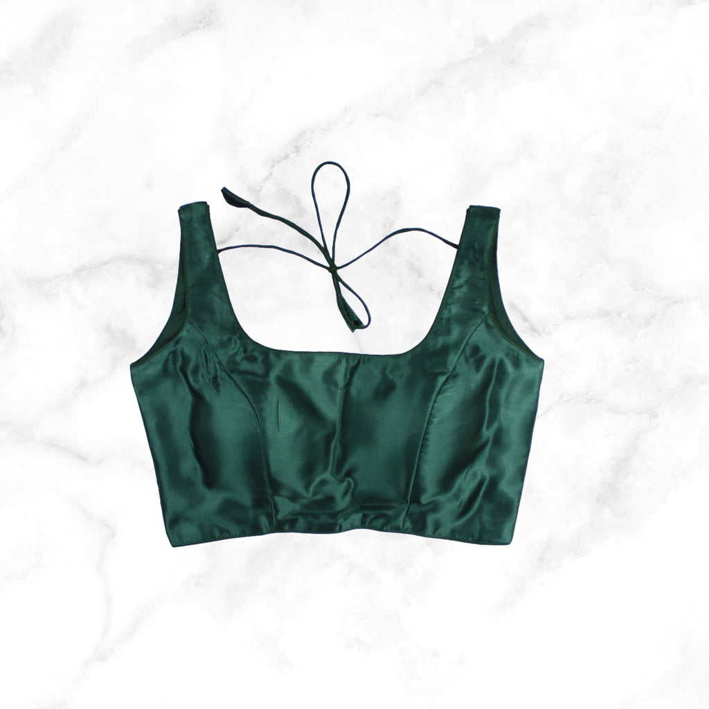 AMAARI | GREEN SATIN BLOUSE