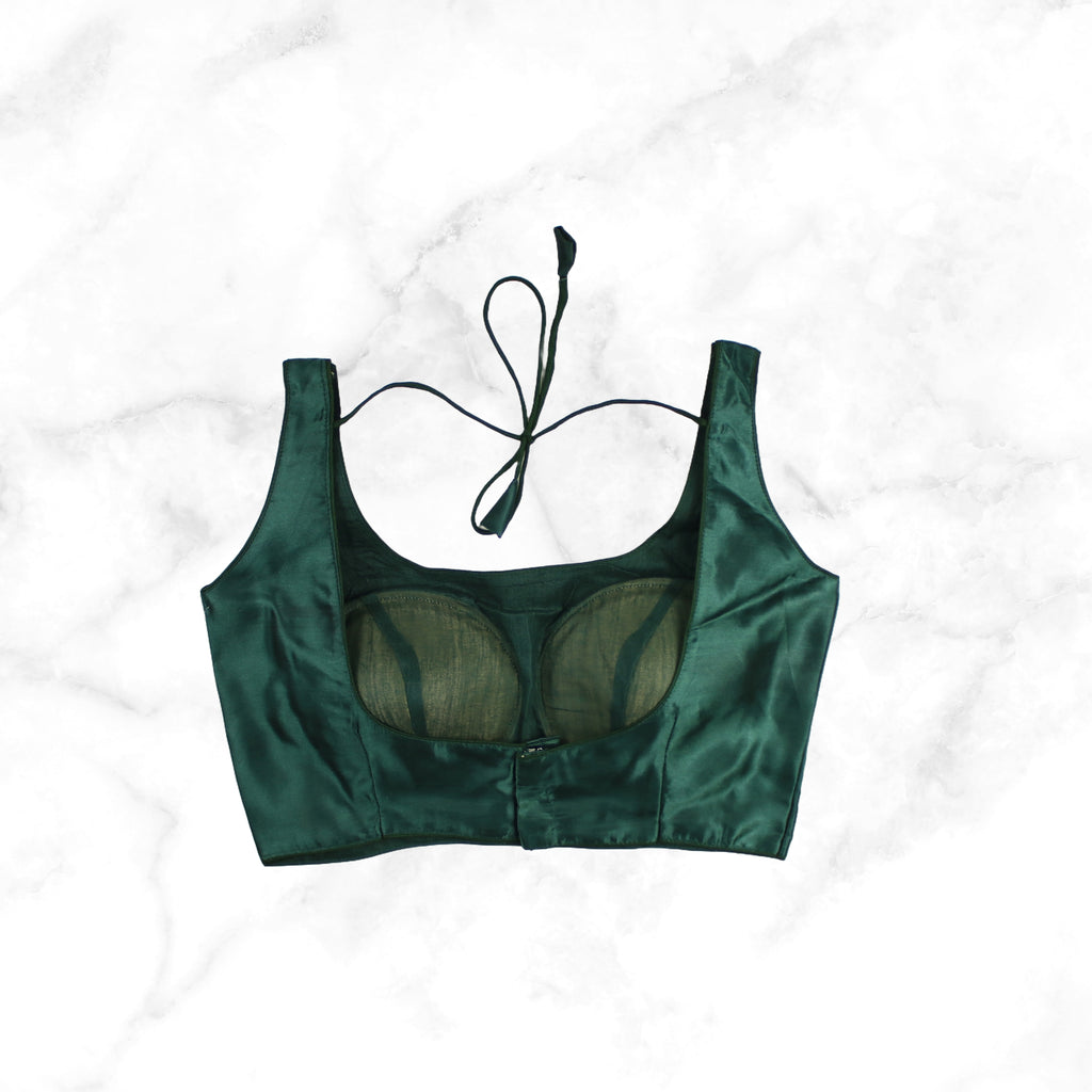 AMAARI | GREEN SATIN BLOUSE