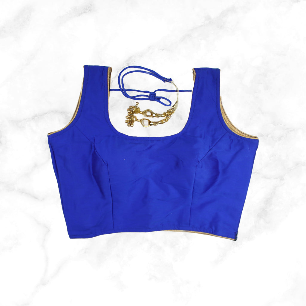 ALIA | CAPRI BLUE TAFFETA SILK BLOUSE