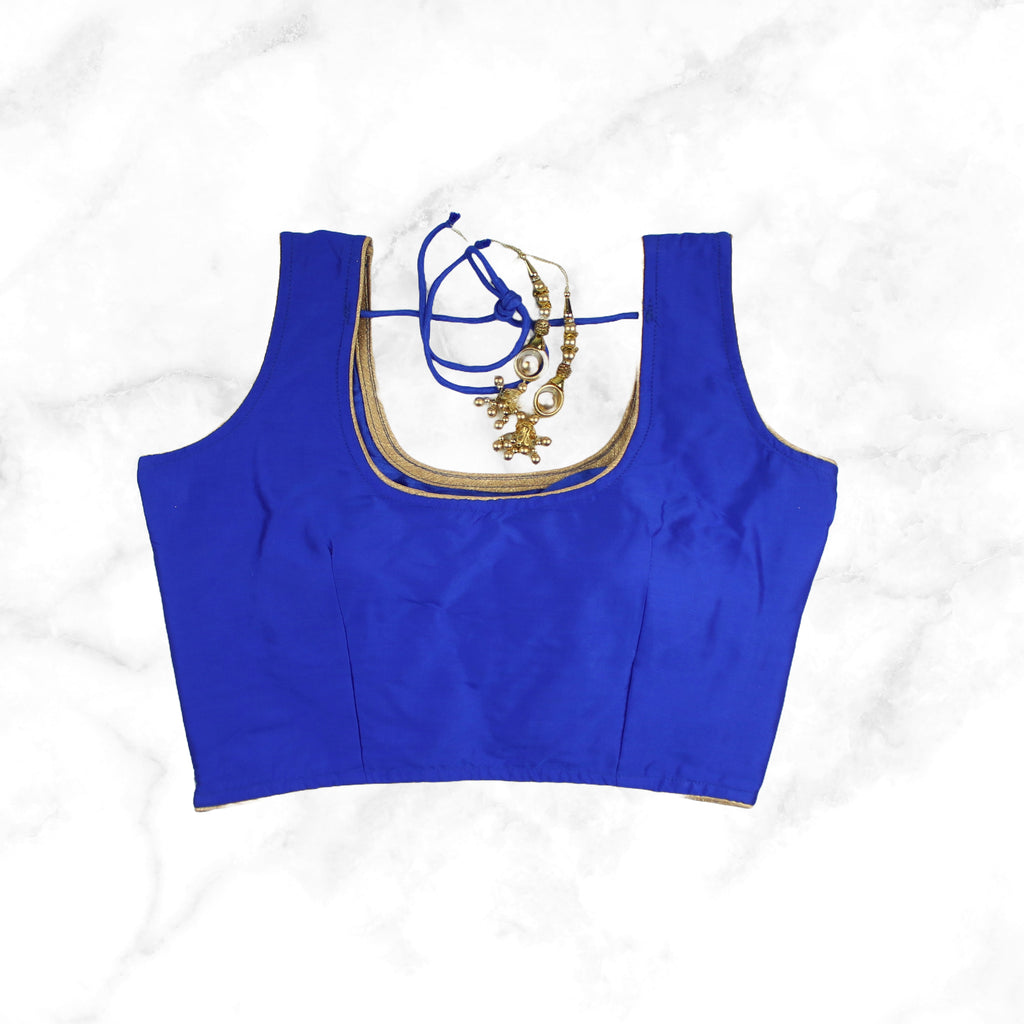 ALIA | CAPRI BLUE TAFFETA SILK BLOUSE