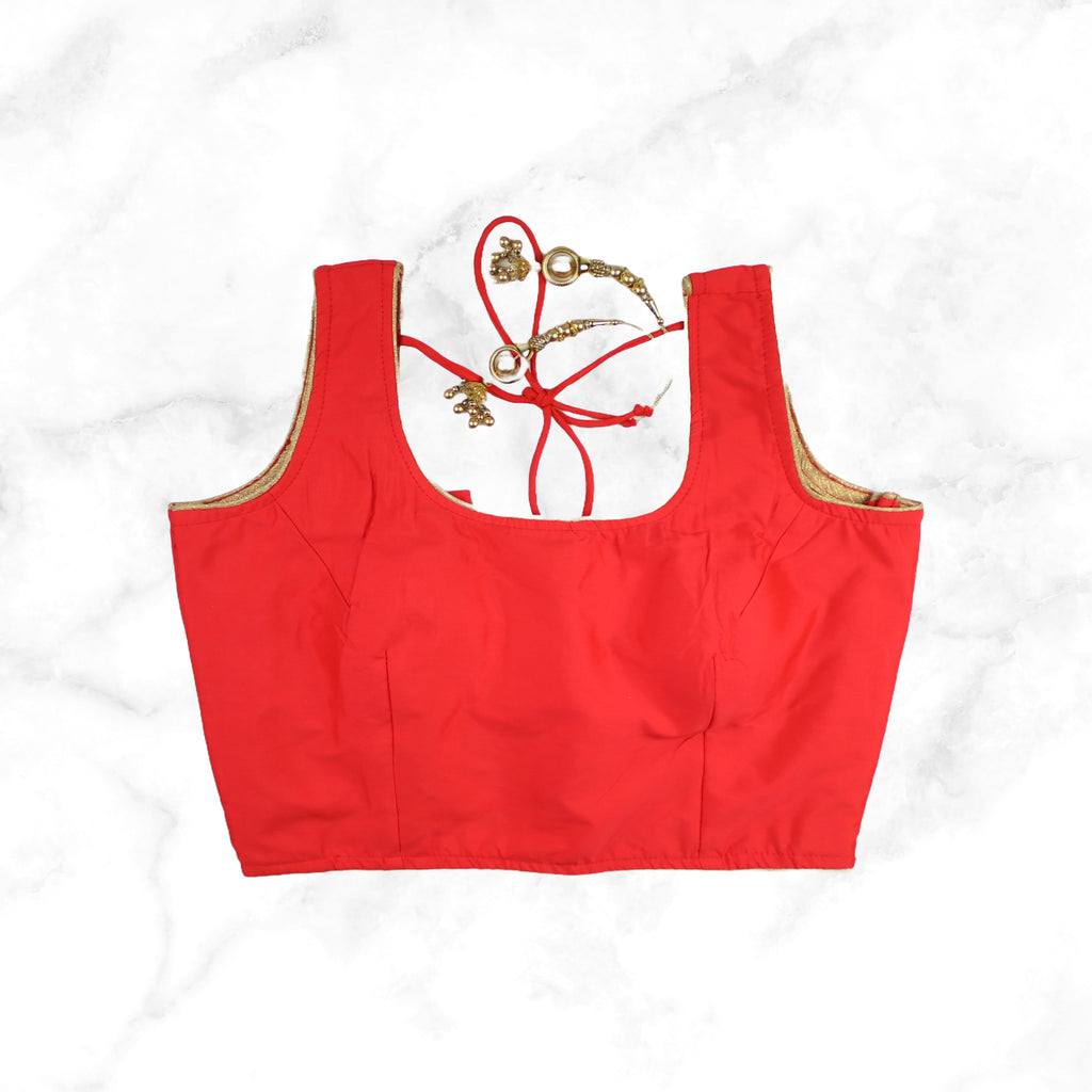 ALIA | BRIGHT CORAL TAFFETA SILK BLOUSE