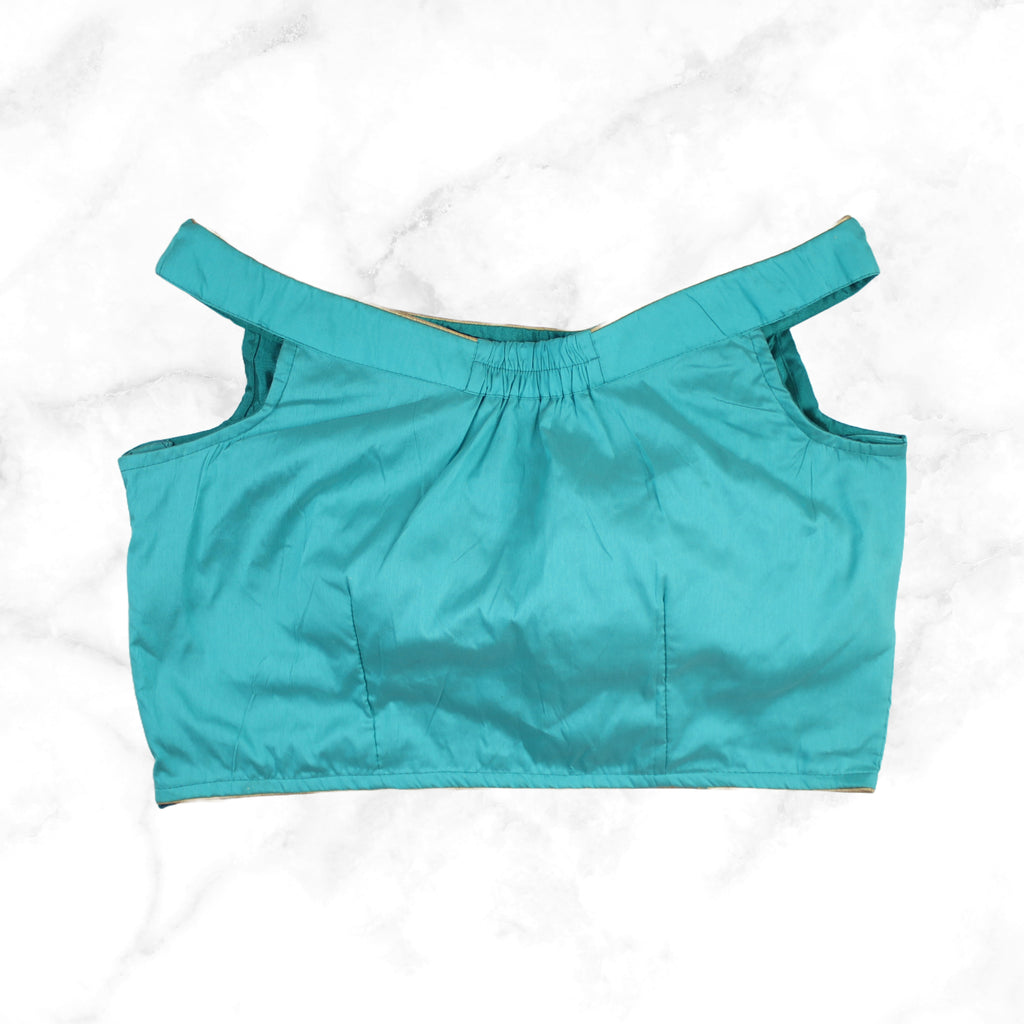 ALIA | AQUA BLUE TAFFETA SILK BLOUSE