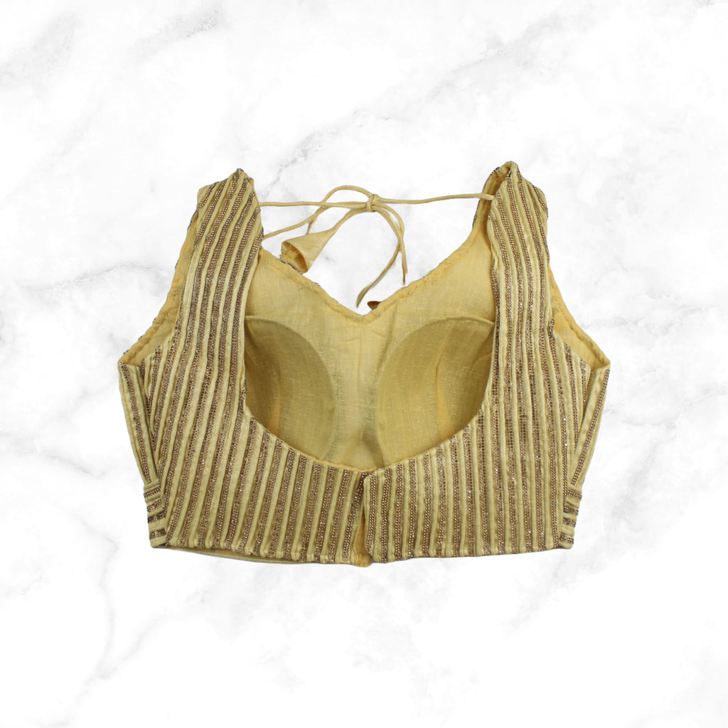 KIARA | GOLD FANCY STONEWORK STRIPE TRIM  BLOUSE