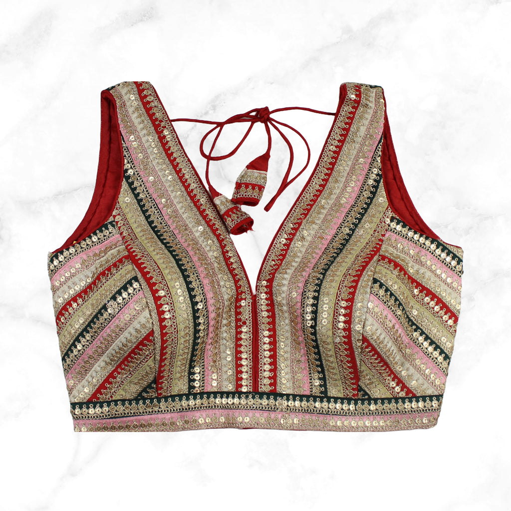 JASMINE | RED MULTI SEQUIN STRIPED BLOUSE