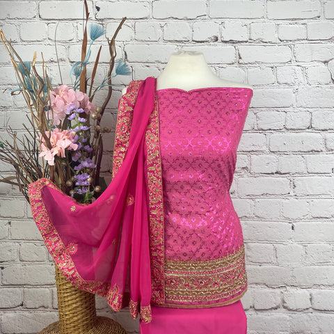 Unstitched Soft Faux Organza Suit