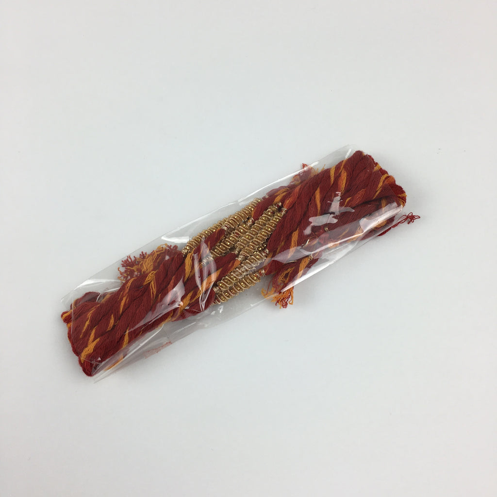 Simple Gold Shiny Stoned Rakhi with Multicolour Thread - R111