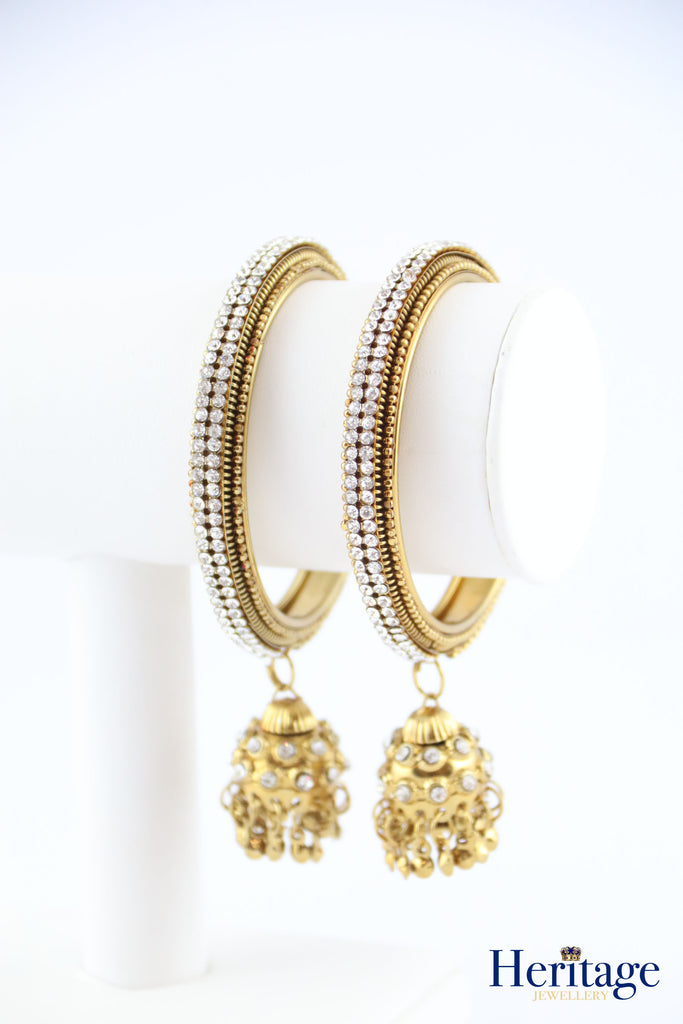 DOUBLE STONE BANGLE WITH LATKAN
