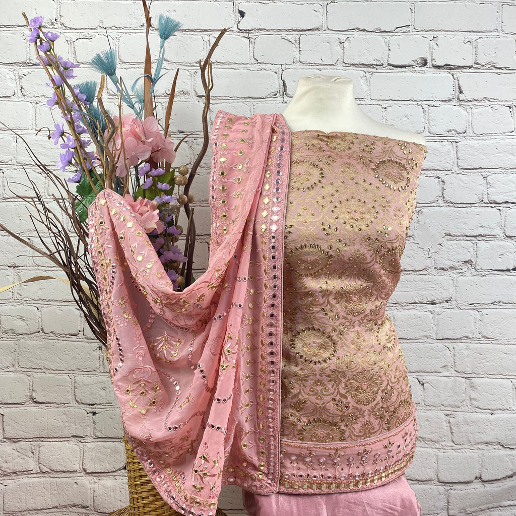 Unstitched Soft Faux Benarsi Silk Suit (D30)