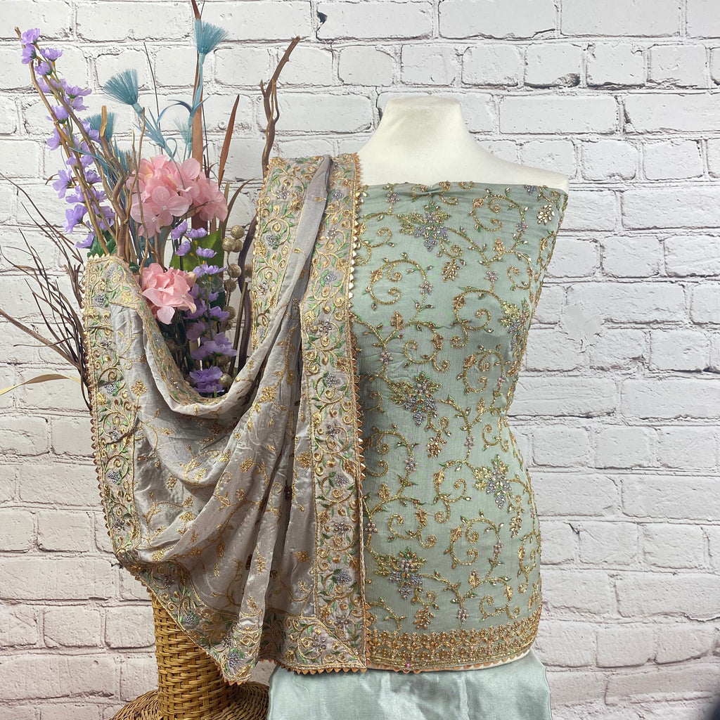 Unstitched Soft Chinnon Silk Suit (D69)