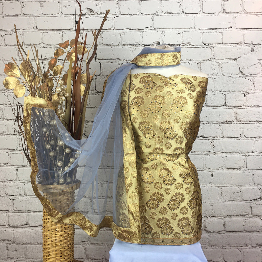 Faux Benarsi Suit with Subtle Contrast Stonework