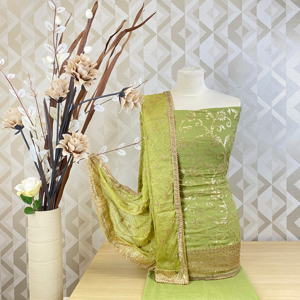Unstitched Soft Chinnon Silk Suit (D28)