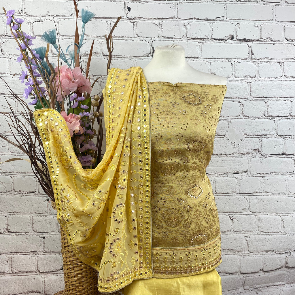 Unstitched Soft Faux Benarsi Silk Suit (D30)