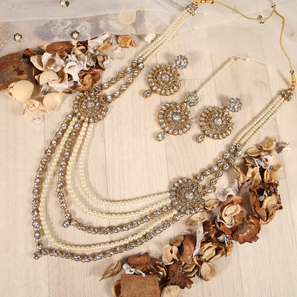 5 Tier Pearl & Crystal Haar Set