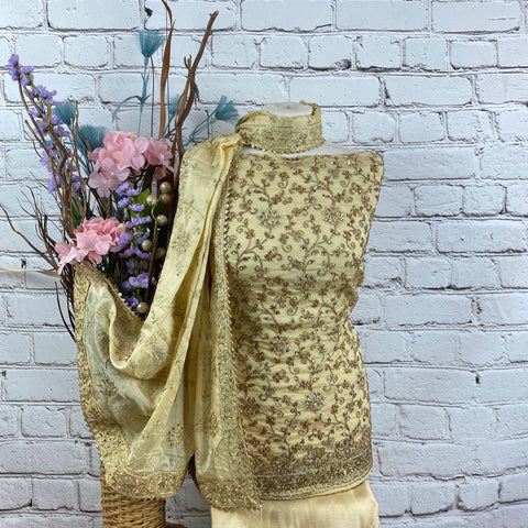 Unstitched Soft Faux Organza Suit